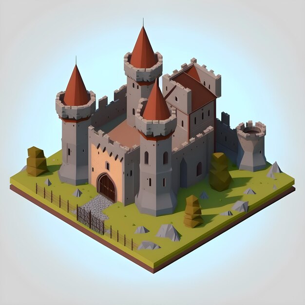 Diseños de activos de juegos 3D, castillo 3d