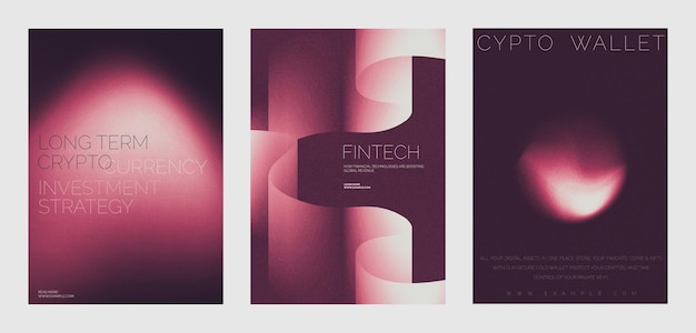 Diseños de carteles criptográficos futuristas Moderno conjunto de plantillas de carteles de finanzas empresariales abstractas Diseño de gradiente rojo Conjunto de plantillas modernas de carteles vectoriales Diseño de degradado rojo