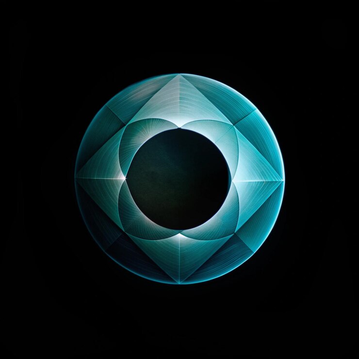 Foto diseños de círculos geométricos de color cian y azul