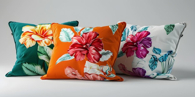 Diseños coloridos de mockups de almohadas para la decoración del dormitorio Concepto de mockup de almohadillas Decoración del dormitorio Diseños colorados de accesorios para el hogar