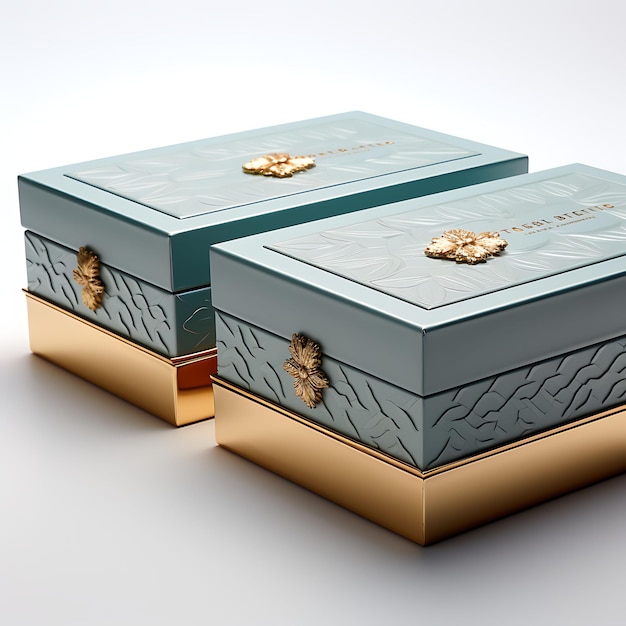 Diseños creativos de cajas en fondo blanco para la marca y la presentación del producto Forma en blanco limpia