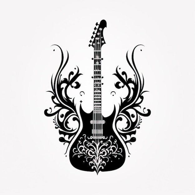 Foto diseños creativos de tatuaje de tinta de guitarra para los amantes de la música