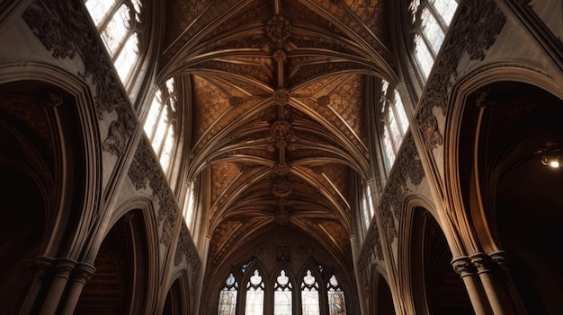 Diseños elaborados en el techo de una catedral generados por IA