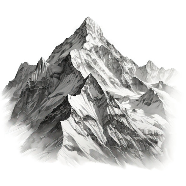 Diseños gráficos con imágenes de montañas ai generadas sobre fondo blanco.