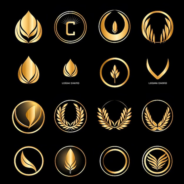 Diseños de iconos de logotipos de gradientes dorados
