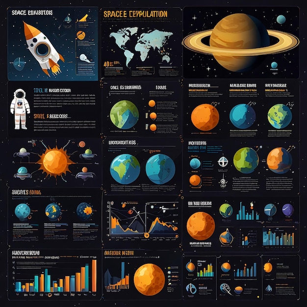Diseños de infografías de exploración espacial