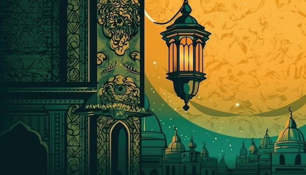 Foto diseños de lámparas islámicas póster diseños islámicos generativo ai