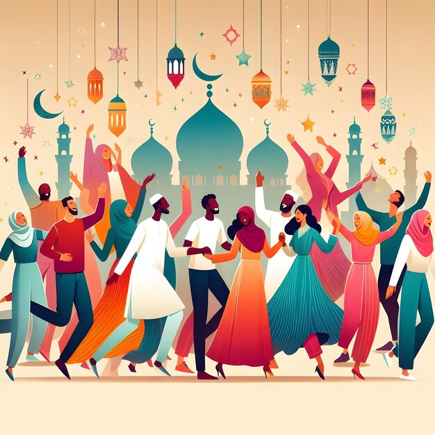 Foto los diseños llamativos de la celebración de eid al-fitr para una fiesta alegre