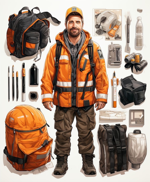 Diseños de personajes de trabajadores de construcción planos