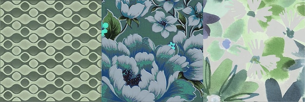 Diseños de telas verdes y azules