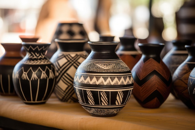 Diseños tradicionales africanos grabados en cerámica