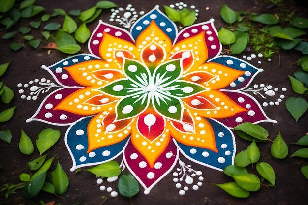 Foto los diseños tricolores indios de rangoli