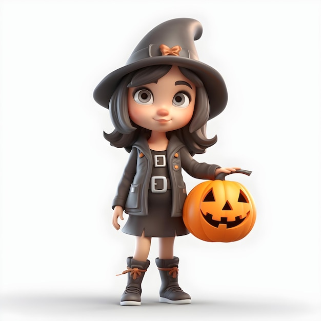 Disfraz de halloween para niña linda modelo 3d