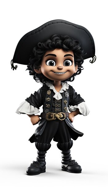 Disfraz de Halloween para el niño pirata de dibujos animados en 3D