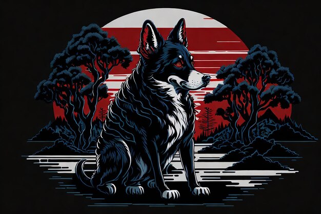 Disfraz de perro samurai Husky Perro colorido basado en ilustraciones