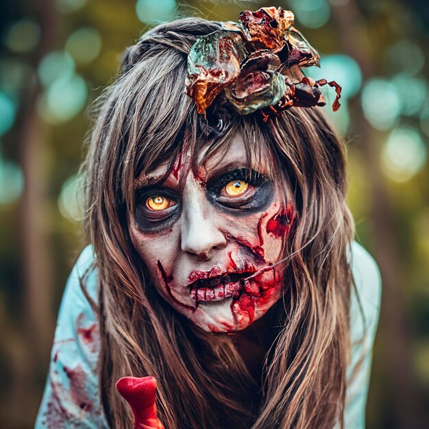 Disfraz de zombie aterrador cosplay