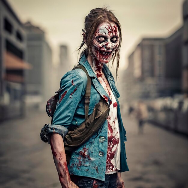 Disfraz de zombie aterrador cosplay
