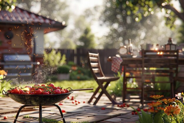 Foto disfrutando de una barbacoa de verano con amigos