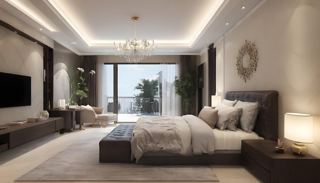 Foto disfrute del lujo moderno con este impresionante modelo de dormitorio 3d que muestra un diseño elegante