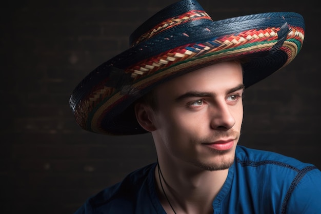 Disparo de un apuesto joven con un sombrero creado con ai generativo