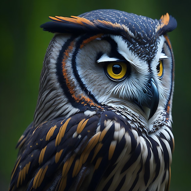 disparo cercano búho en el bosque colores vibrantes generados por la IA