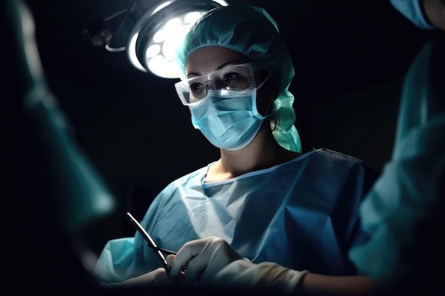 Disparo de una cirujana realizando una operación creada con ai generativa