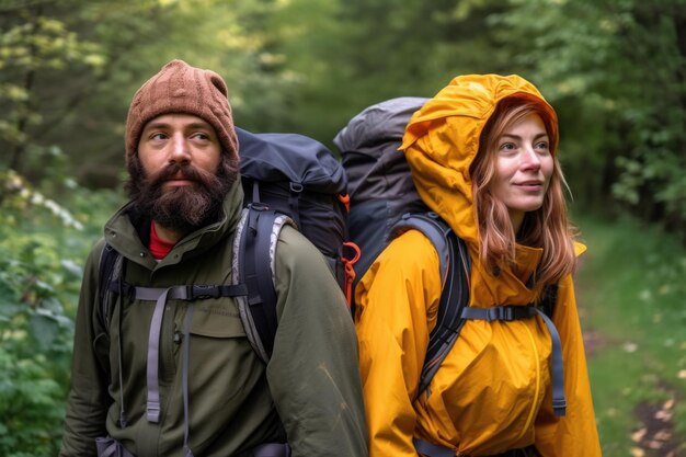 Disparo de dos personas listas para ir de excursión creado con ai generativo