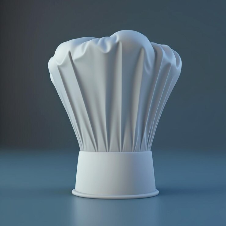 Disparo horizontal de sombrero de chef de diseño abstracto ilustrado en 3d