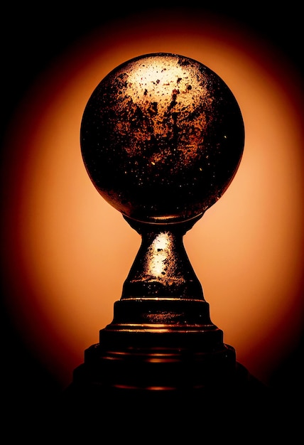 Disparo horizontal de un trofeo vintage antiguo ilustrado en 3d