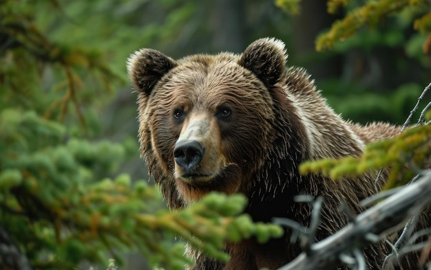 disparo de un oso grizzly contra el fondo de la naturaleza