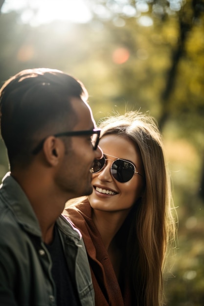 Foto disparo de una pareja joven disfrutando del aire libre creado con ai generativo