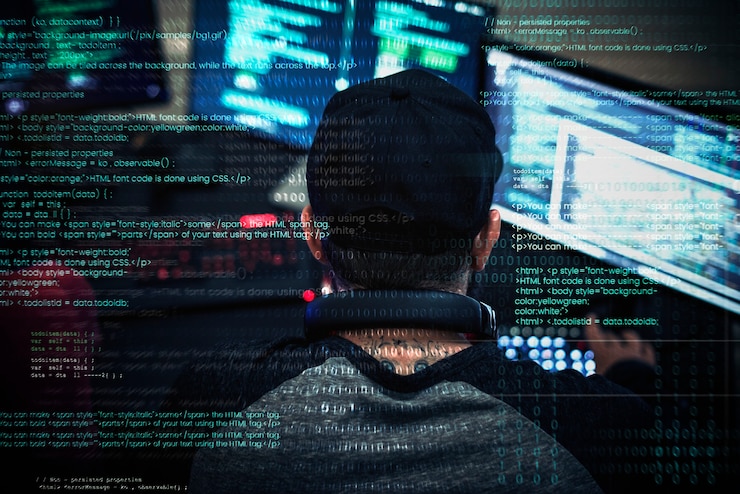 Foto disparo de piratería informática diversa