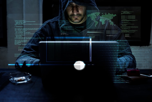 Disparo de piratería informática diversa