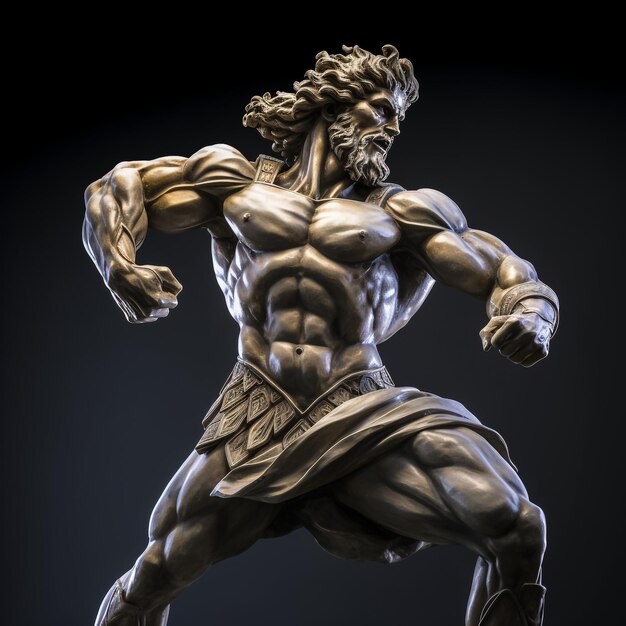 Foto un disparo vertical de una escultura clásica con escultura griega se encuentra en italia hércules se encuentra
