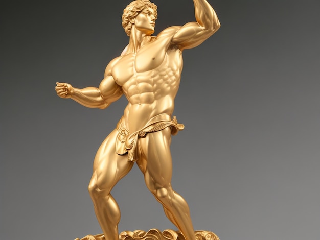 un disparo vertical de una escultura clásica con una figura central con una constitución muscular
