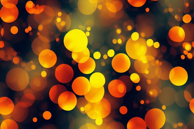 Disparo vertical de hermoso diseño abstracto naranja y amarillo con fondo de efecto bokeh 3d ilustrado
