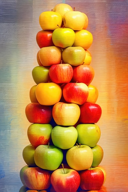 Foto display artístico pilha de maçã colorida