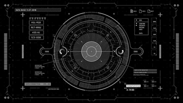 Display hud complexo com indicadores e sensores de alta tecnologia