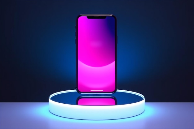 Display móvel de tecnologia de tela móvel para smartphone em conteúdo gerado por IA de luz neon