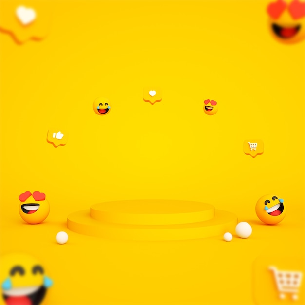 display pódio do produto com foto premium emojis scene