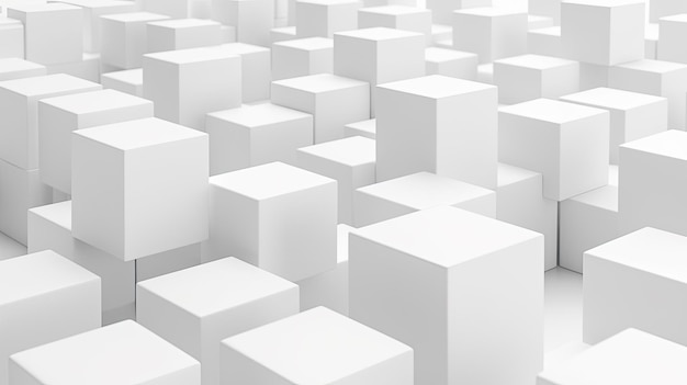 Disposición abstracta de cajas de cubos blancos que ofrecen una perspectiva futurista