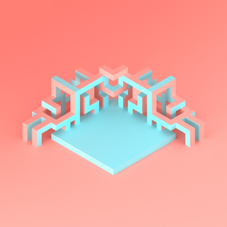 Foto disposición isométrica abstracta de una ilustración 3d cubo en expansión