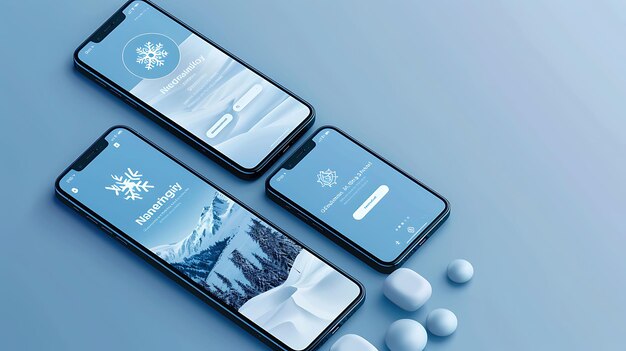 Foto disposición móvil de la plataforma de criptomonedas avalanche con diseños de fondo de aplicaciones de ideas creativas de icy blu