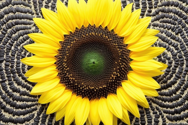 Foto disposición de las semillas de girasol en un patrón en espiral