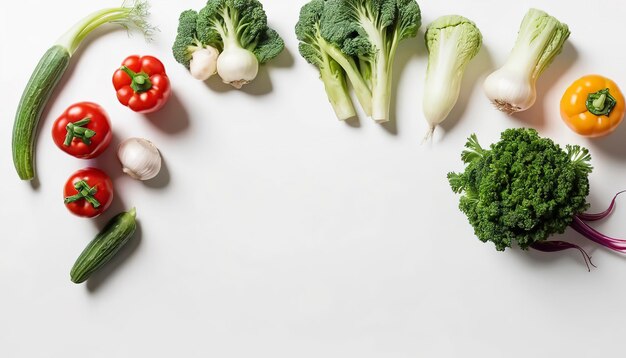 Disposición de verduras planas con espacio en blanco