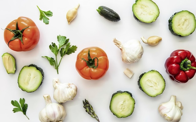 Disposición de verduras planas con espacio en blanco