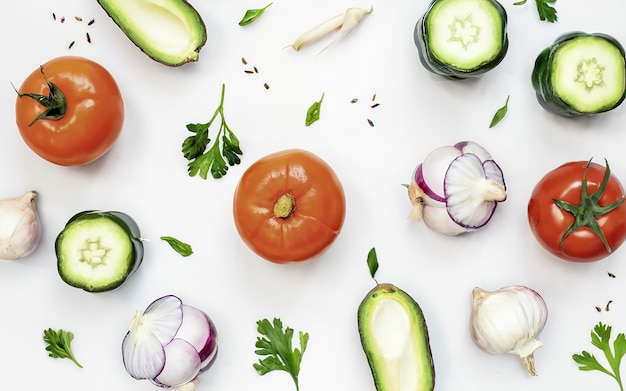 Disposición de verduras planas con espacio en blanco