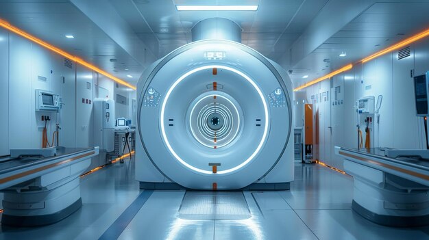 Dispositivo de imagem médica de alta tecnologia em um hospital futurista