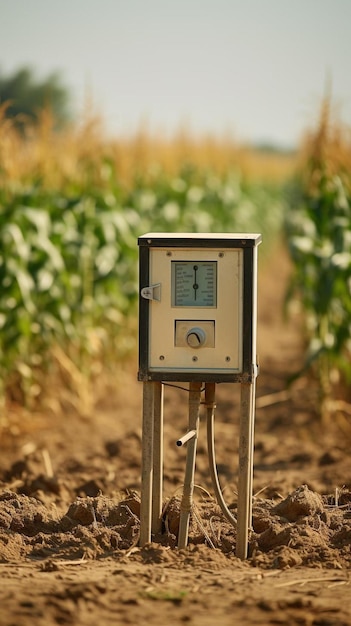 un dispositivo electrónico sentado en medio de un campo