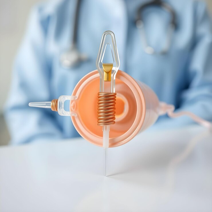 Dispositivo intrauterino hormonal avanzado iud con un diseño detallado de bobina en un entorno médico